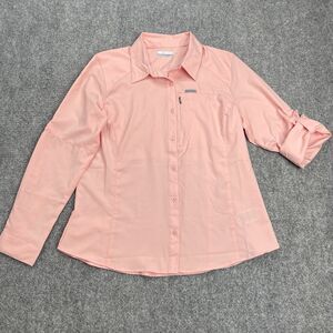 Columbia Kestrel Trail Lite Shirt Womens Large Vented Roll Tab Sleeve Zip Pocket
